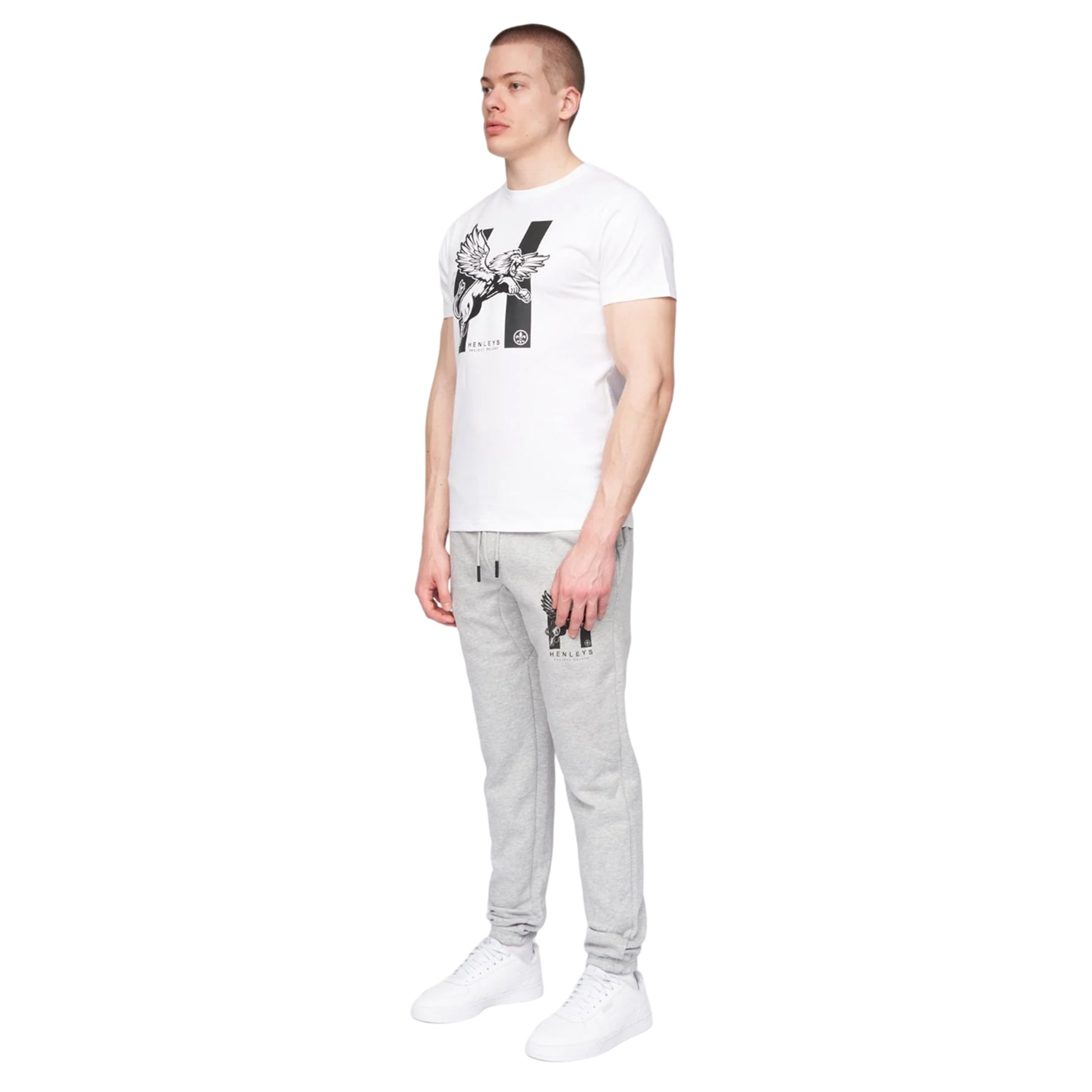 Grey Marl - Side - Henleys Mens Curveball Jogging Bottoms