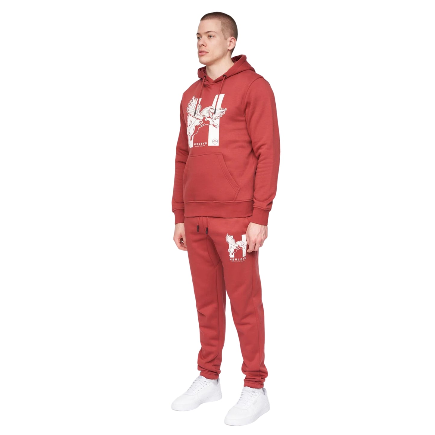 Deep Red - Side - Henleys Mens Curveball Hoodie
