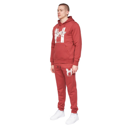 Deep Red - Side - Henleys Mens Curveball Hoodie