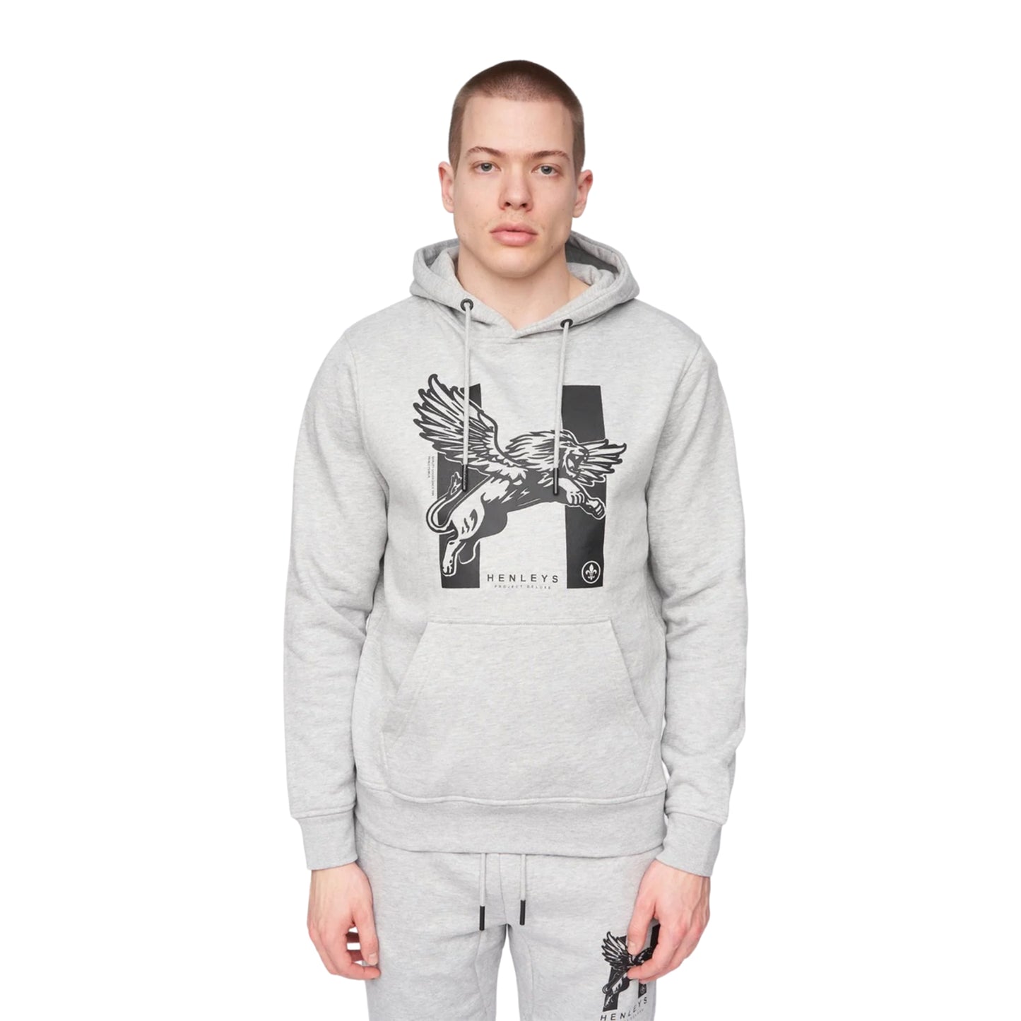 Grey Marl - Front - Henleys Mens Curveball Hoodie