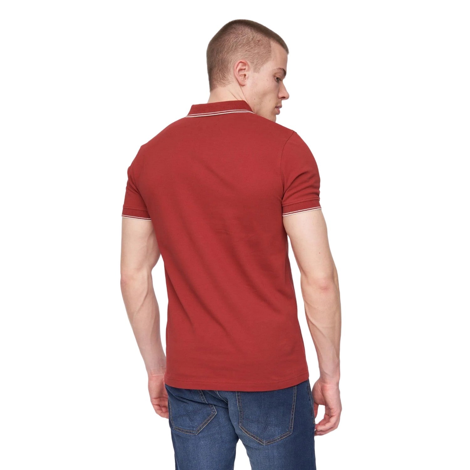 Deep Red - Back - Henleys Mens Henflare Polo Shirt