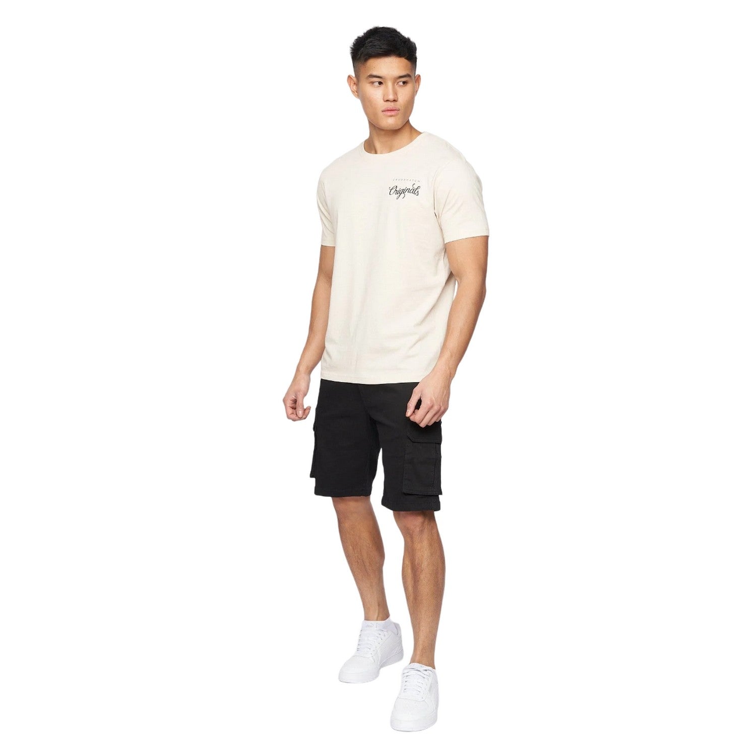 Black - Side - Crosshatch Mens Frentons Cargo Shorts