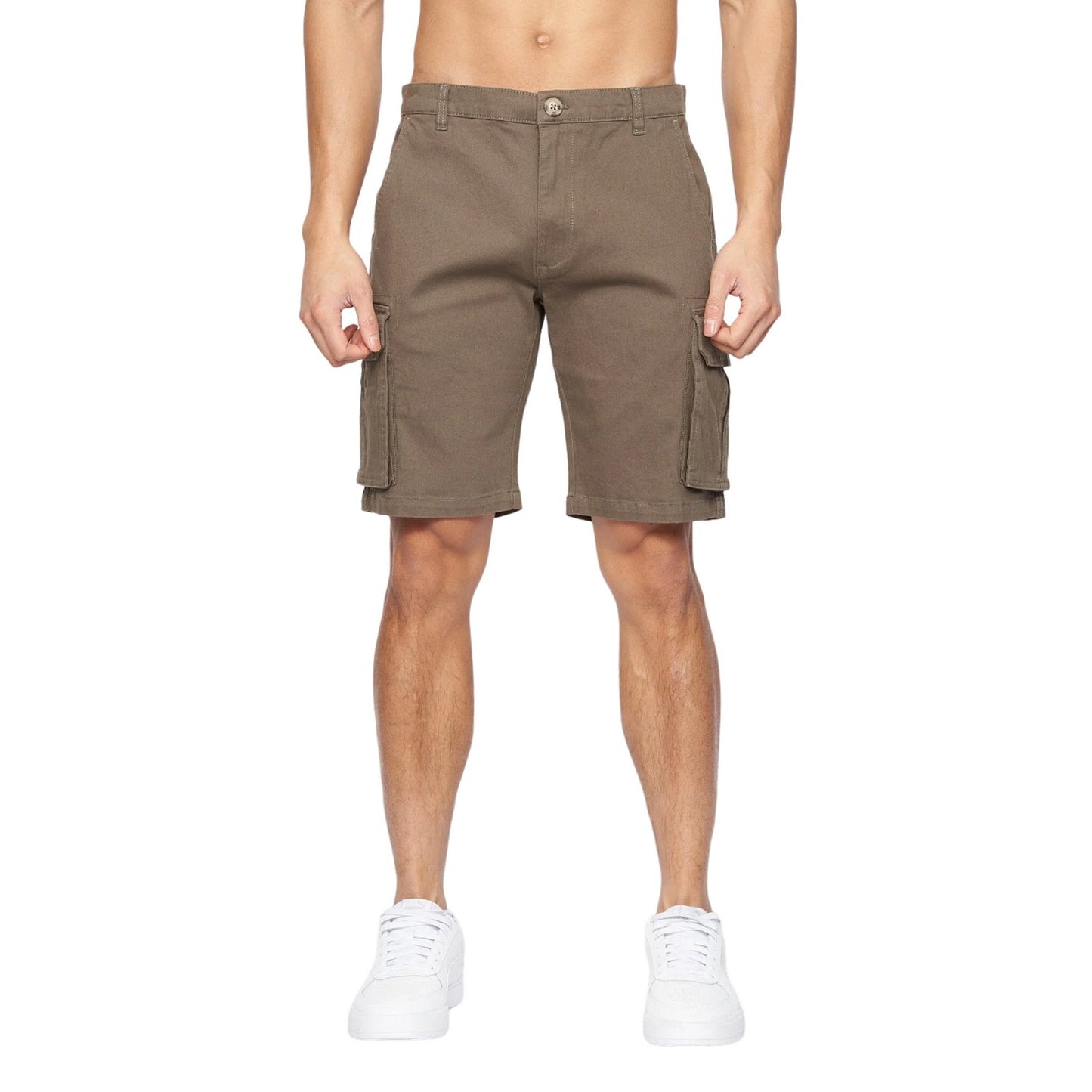 Khaki Brown - Front - Crosshatch Mens Frentons Cargo Shorts
