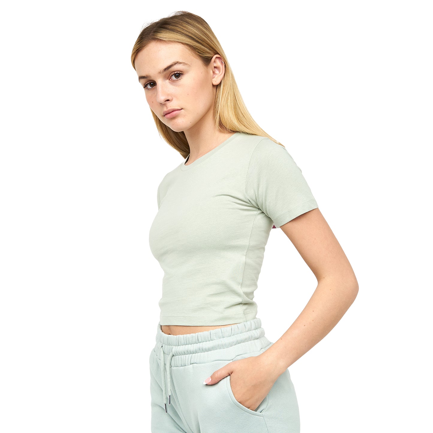 Grey Marl - Pack Shot - Juice Womens-Ladies Tilly Crop T-Shirt
