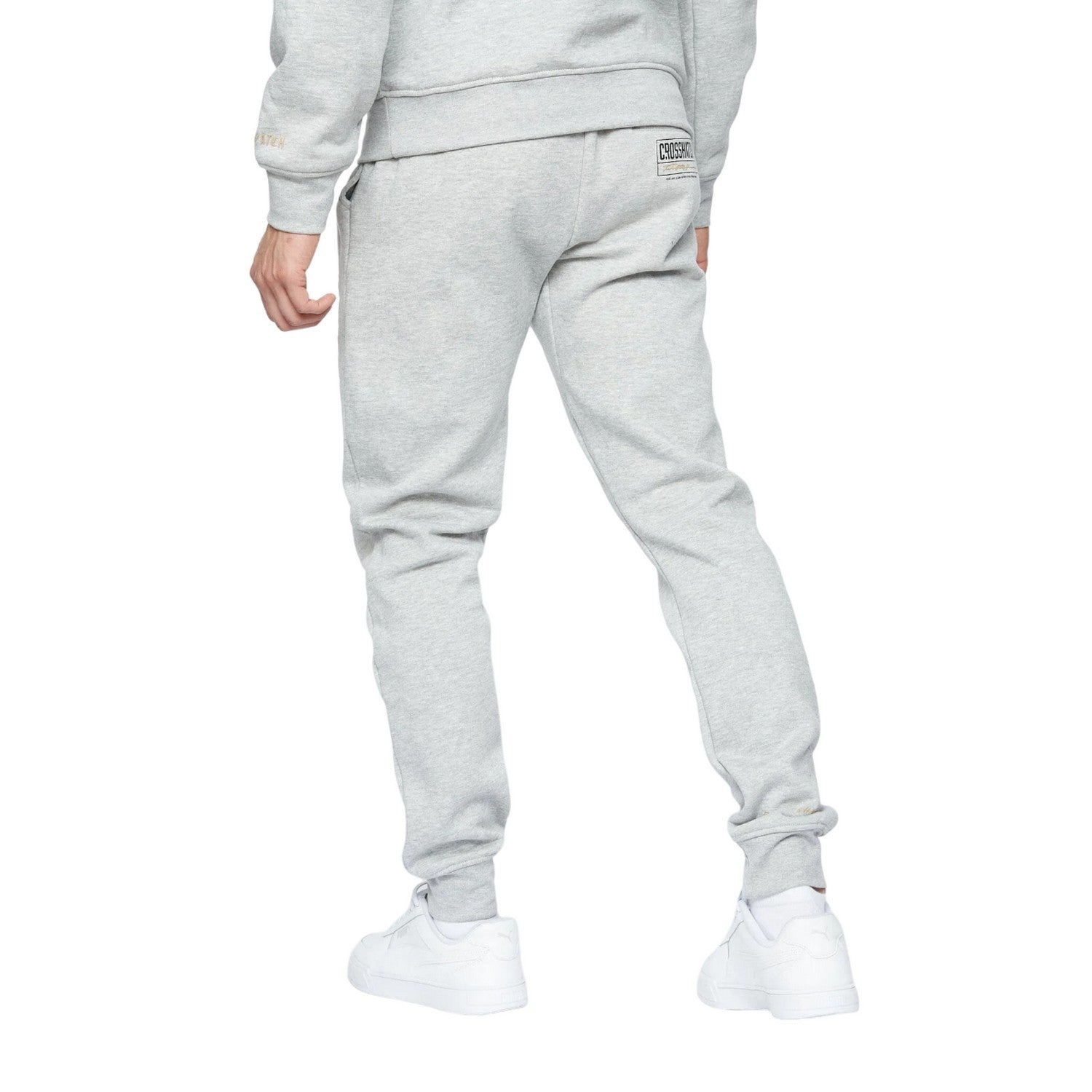 Light Grey Marl - Back - Crosshatch Mens Doddington Jogging Bottoms