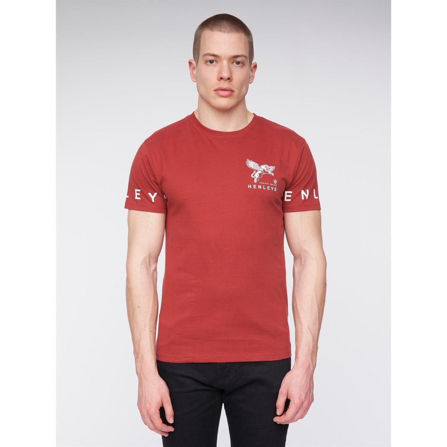 Deep Red - Front - Henleys Mens Logo T-Shirt
