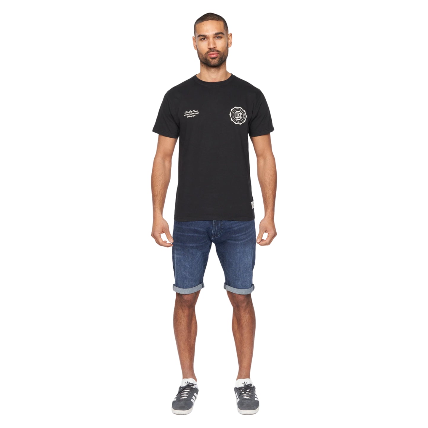 Black - Side - Duck and Cover Mens Keyaan T-Shirt