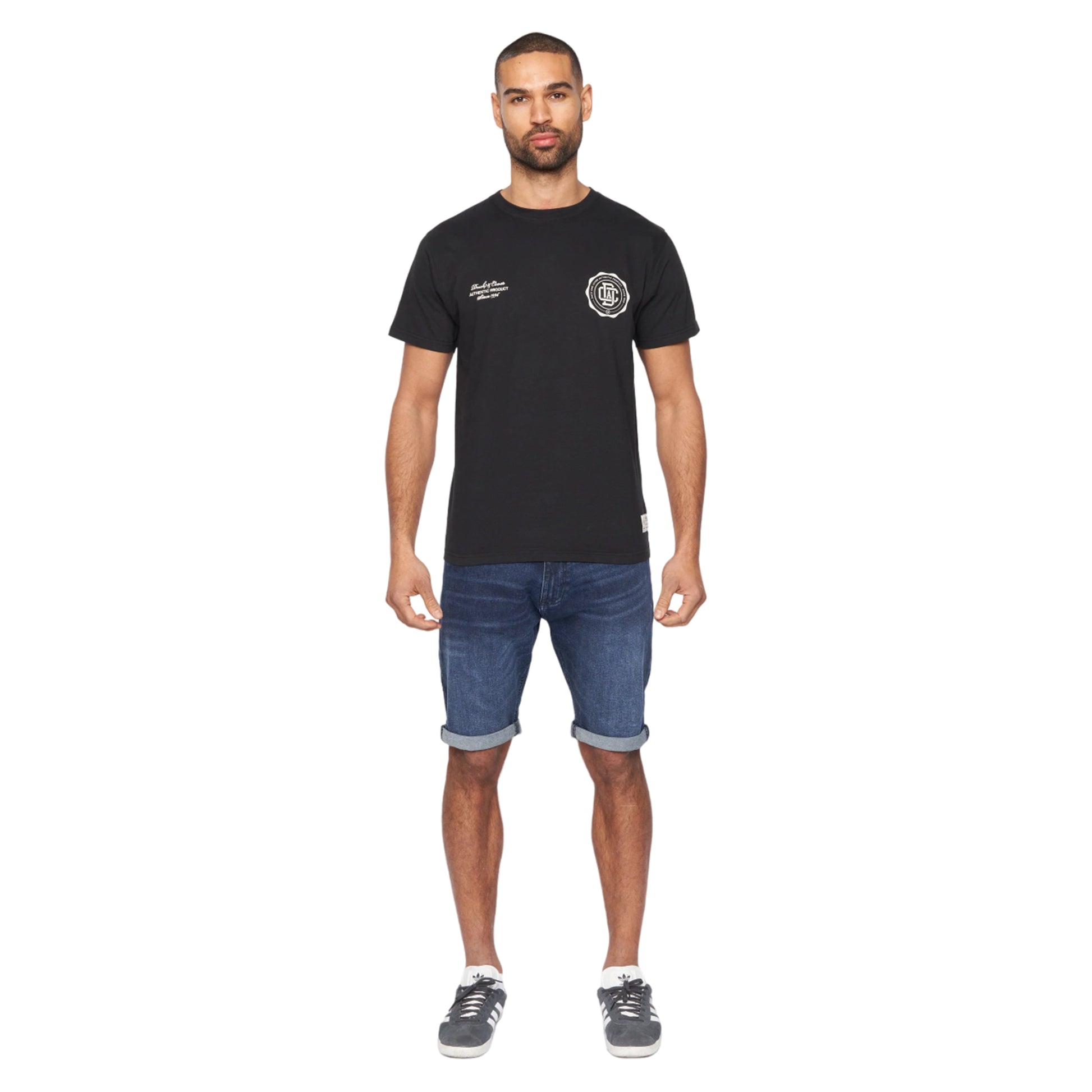 Black - Side - Duck and Cover Mens Keyaan T-Shirt