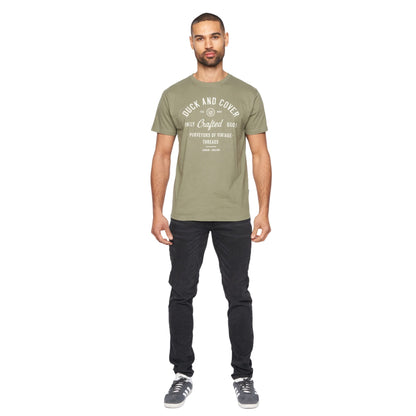 Khaki Green - Side - Duck and Cover Mens Kacper T-Shirt