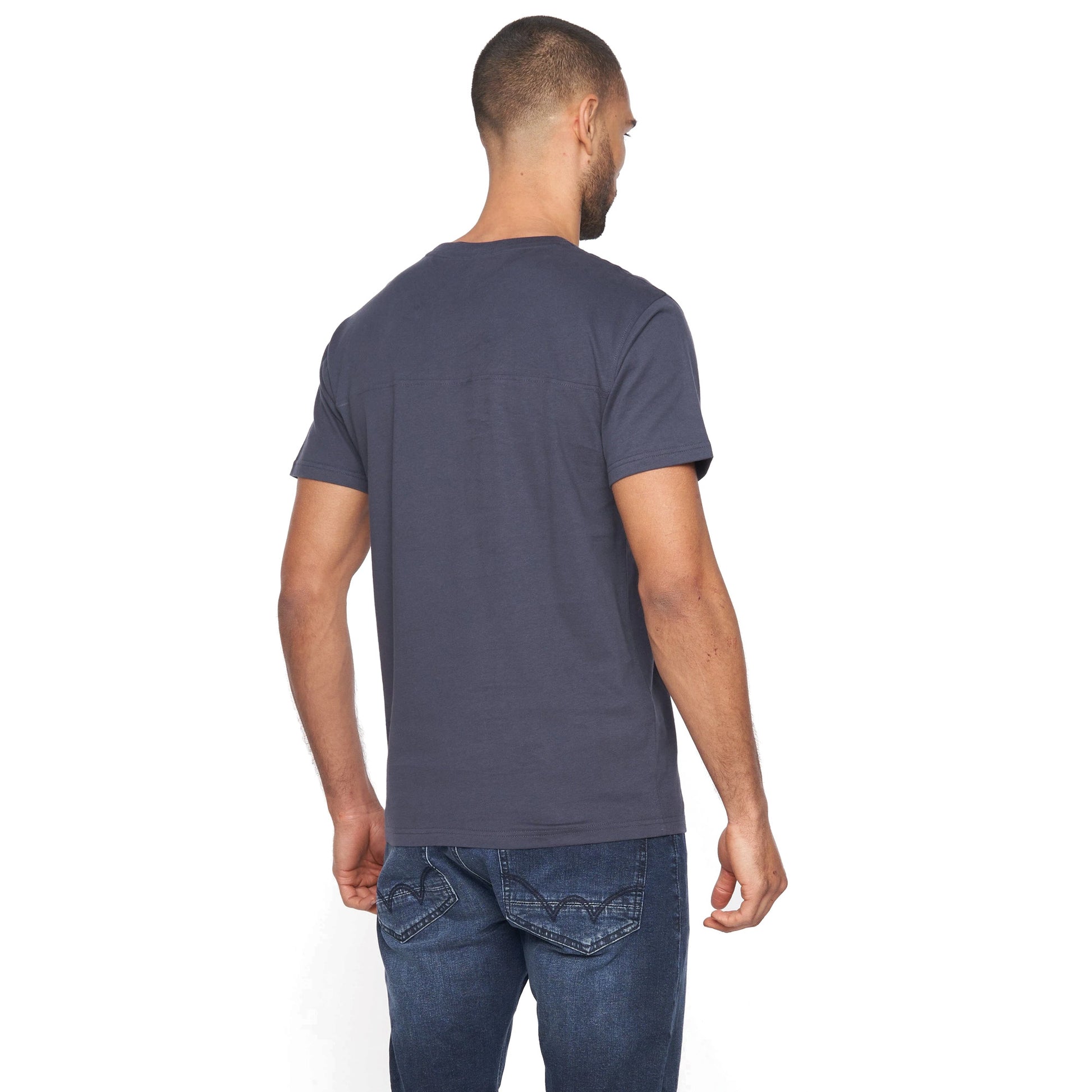 Navy - Back - Duck and Cover Mens Wilkins T-Shirt