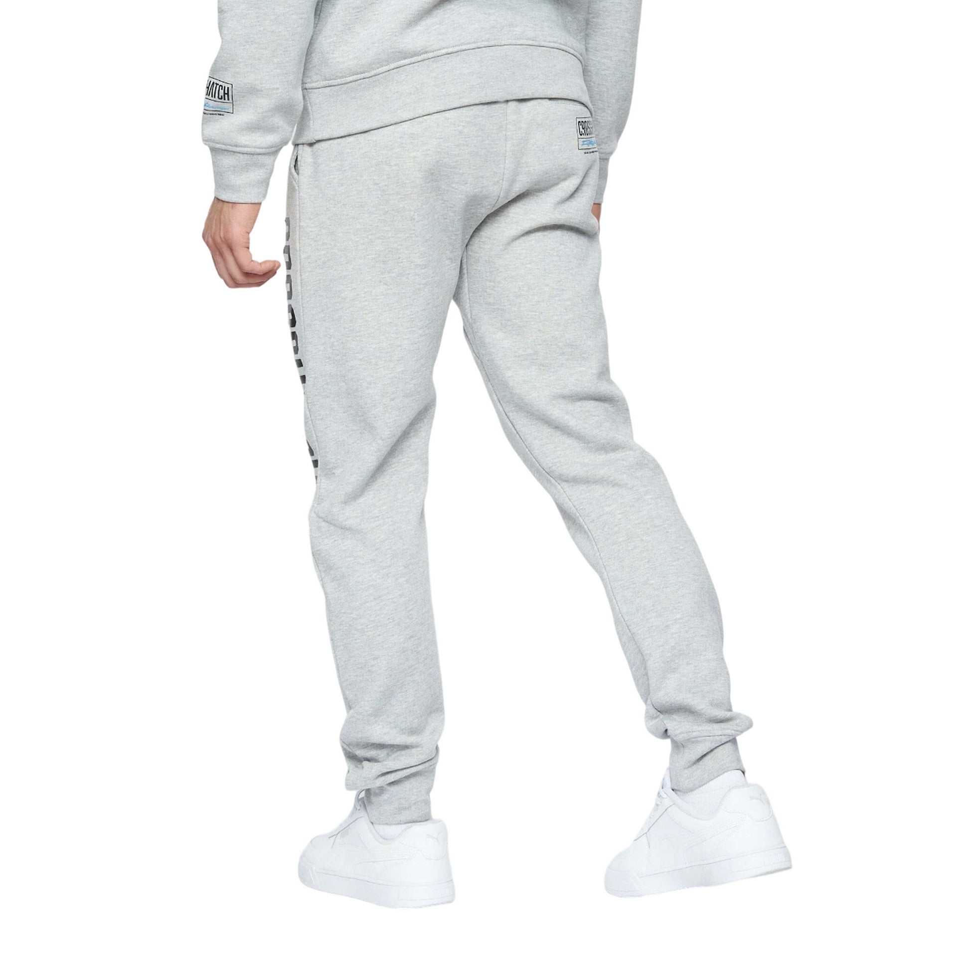 Light Grey Marl - Back - Crosshatch Mens Gooch Jogging Bottoms