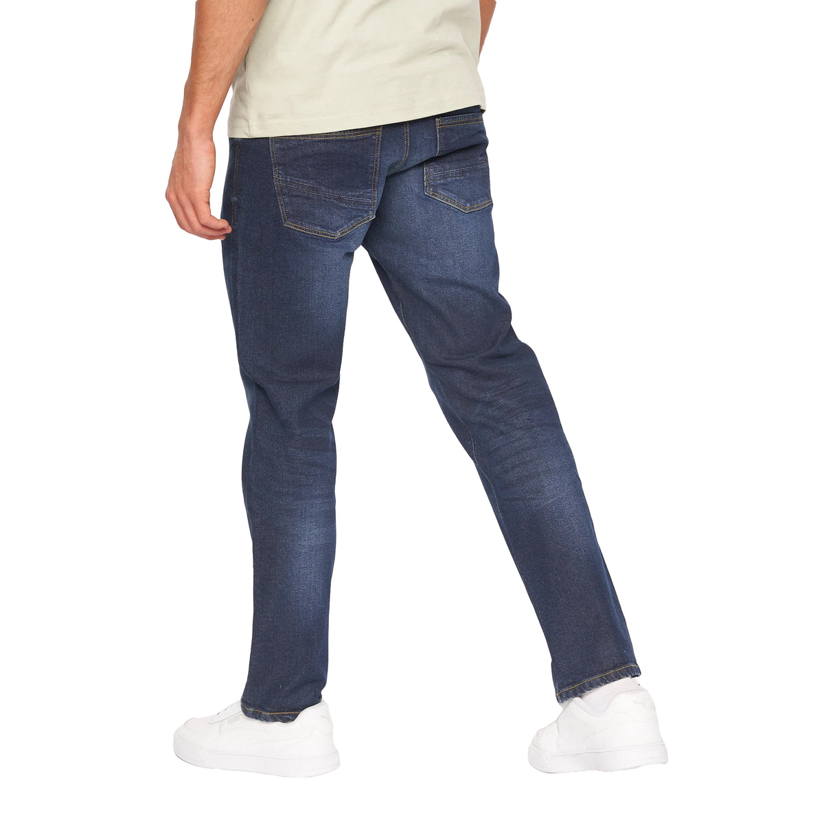 Dark Wash - Back - Crosshatch Mens Cadman Straight Jeans