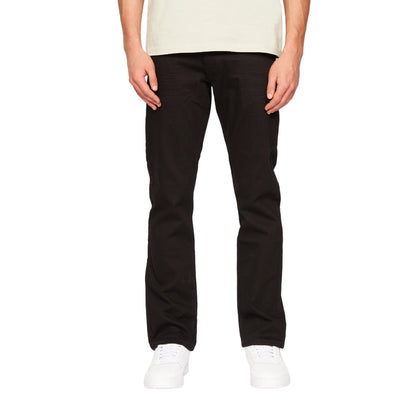 Solid Black - Front - Crosshatch Mens Cadman Straight Jeans