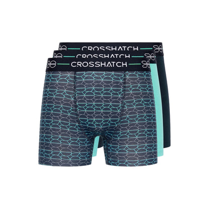 Green - Front - Crosshatch Mens Locky Boxer Shorts (Pack of 3)
