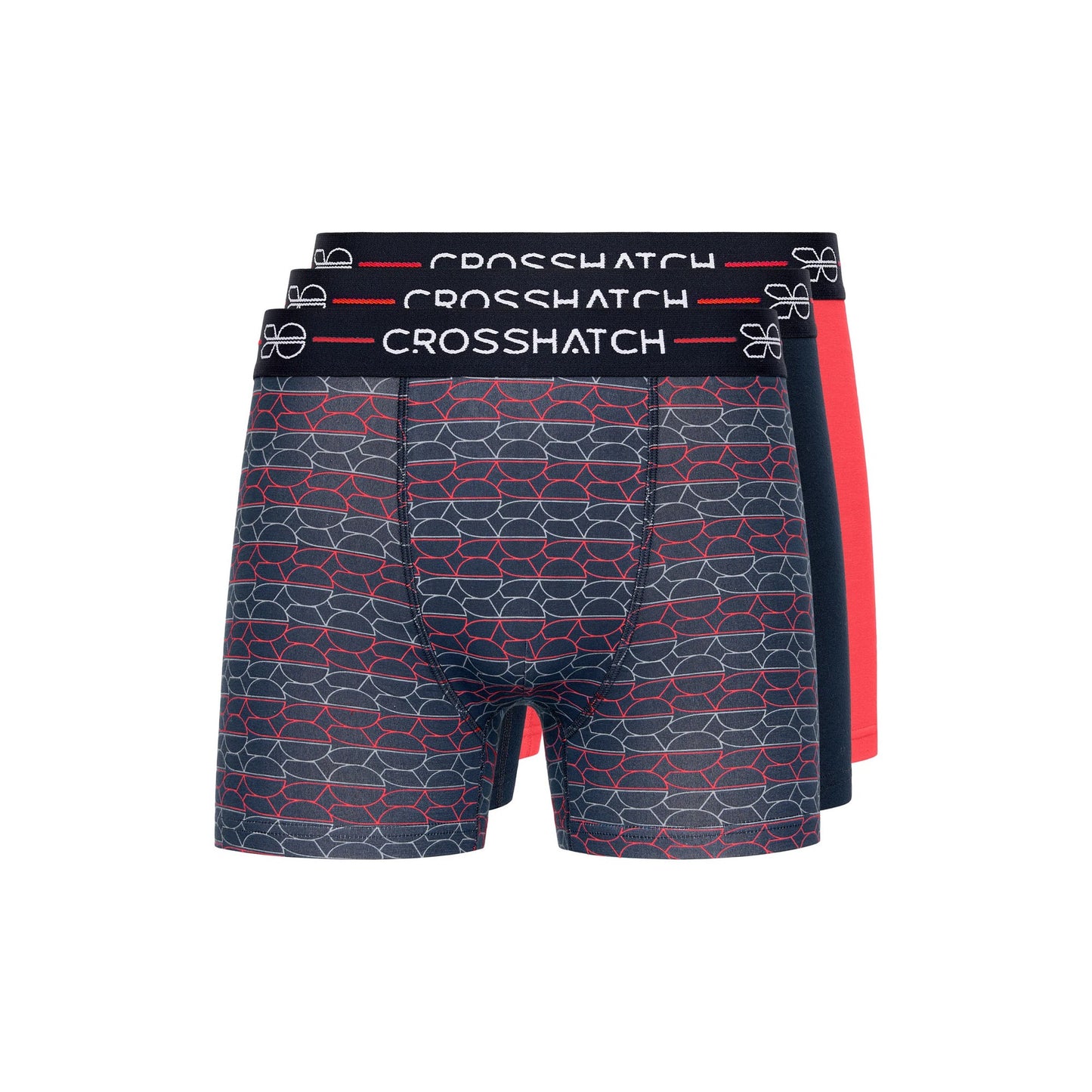 Red - Front - Crosshatch Mens Locky Boxer Shorts (Pack of 3)