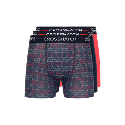 Red - Front - Crosshatch Mens Locky Boxer Shorts (Pack of 3)
