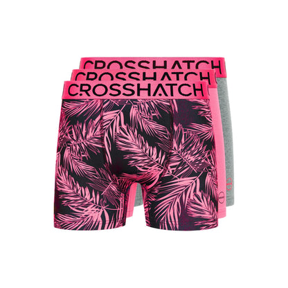 Green-Grey-Black - Close up - Crosshatch Mens Grimsby Boxer Shorts (Pack of 3)