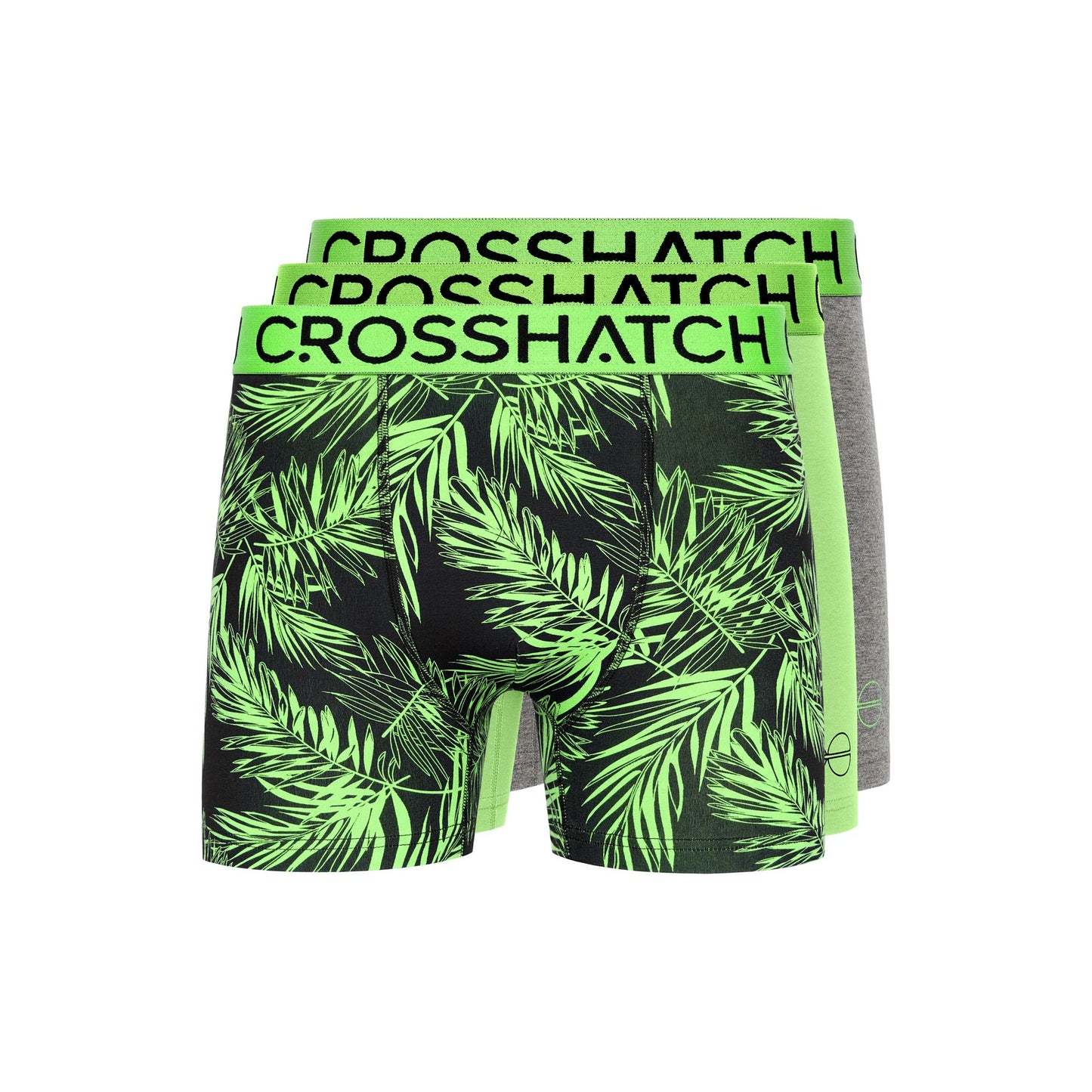 Green-Grey-Black - Front - Crosshatch Mens Grimsby Boxer Shorts (Pack of 3)