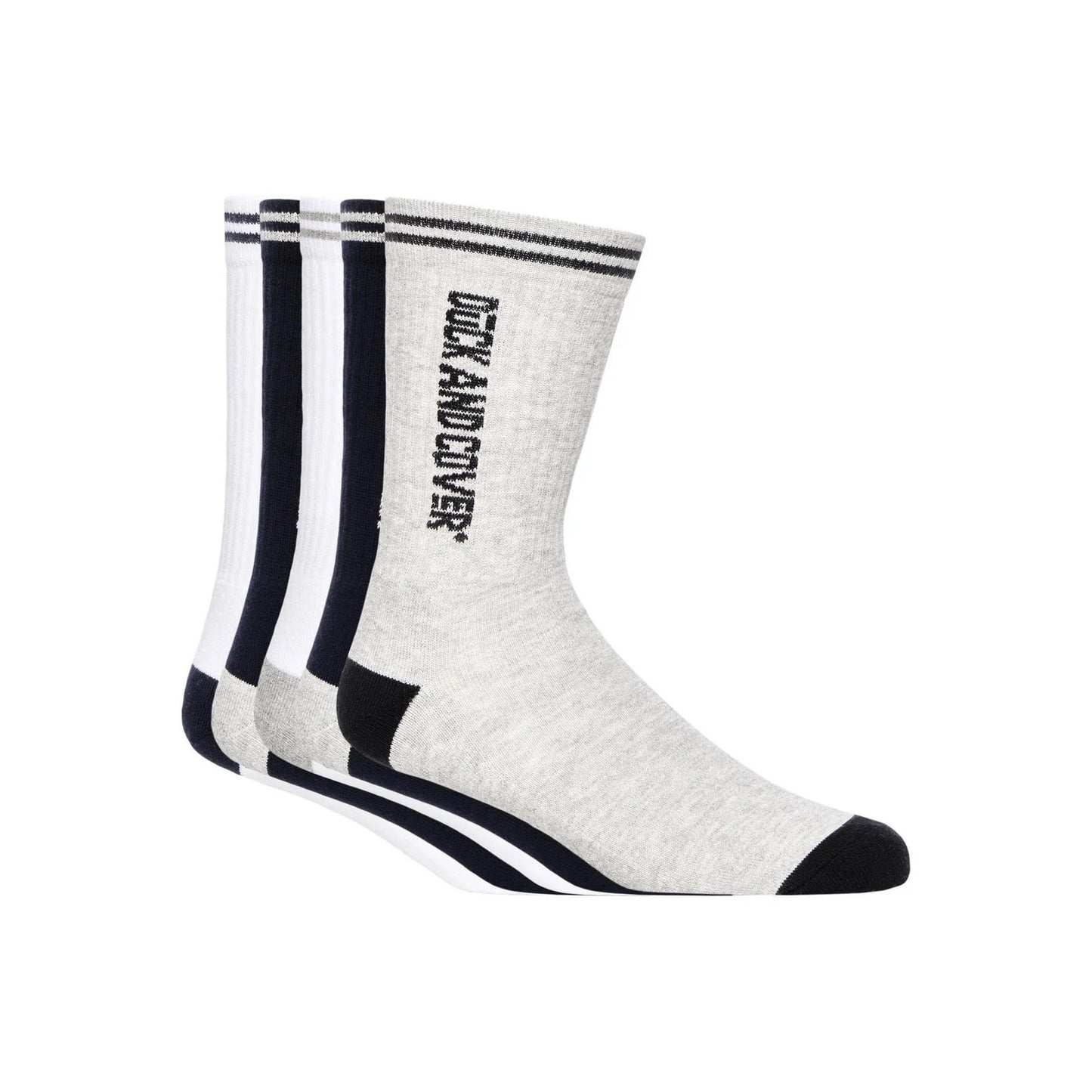 White-Grey-Black - Front - Duck and Cover Mens Juble Sports Socks (Pack of 5)