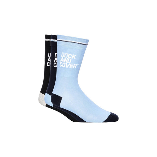 Blue-Black-Grey - Front - Duck and Cover Mens Drenor Socks (Pack of 3)