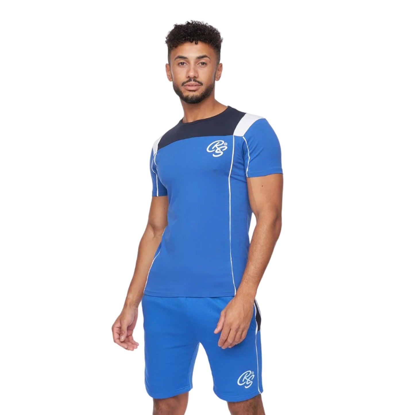 Blue - Front - Crosshatch Mens Rentrays T-Shirt & Shorts Set