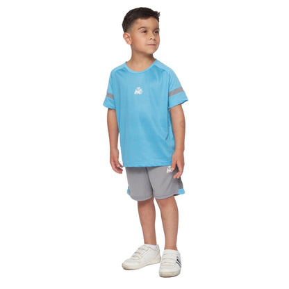 Blue-Sharkskin - Front - Kings Will Dream Childrens-Kids Zadar T-Shirt & Shorts Set