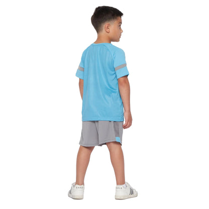 Blue-Sharkskin - Back - Kings Will Dream Childrens-Kids Zadar T-Shirt & Shorts Set