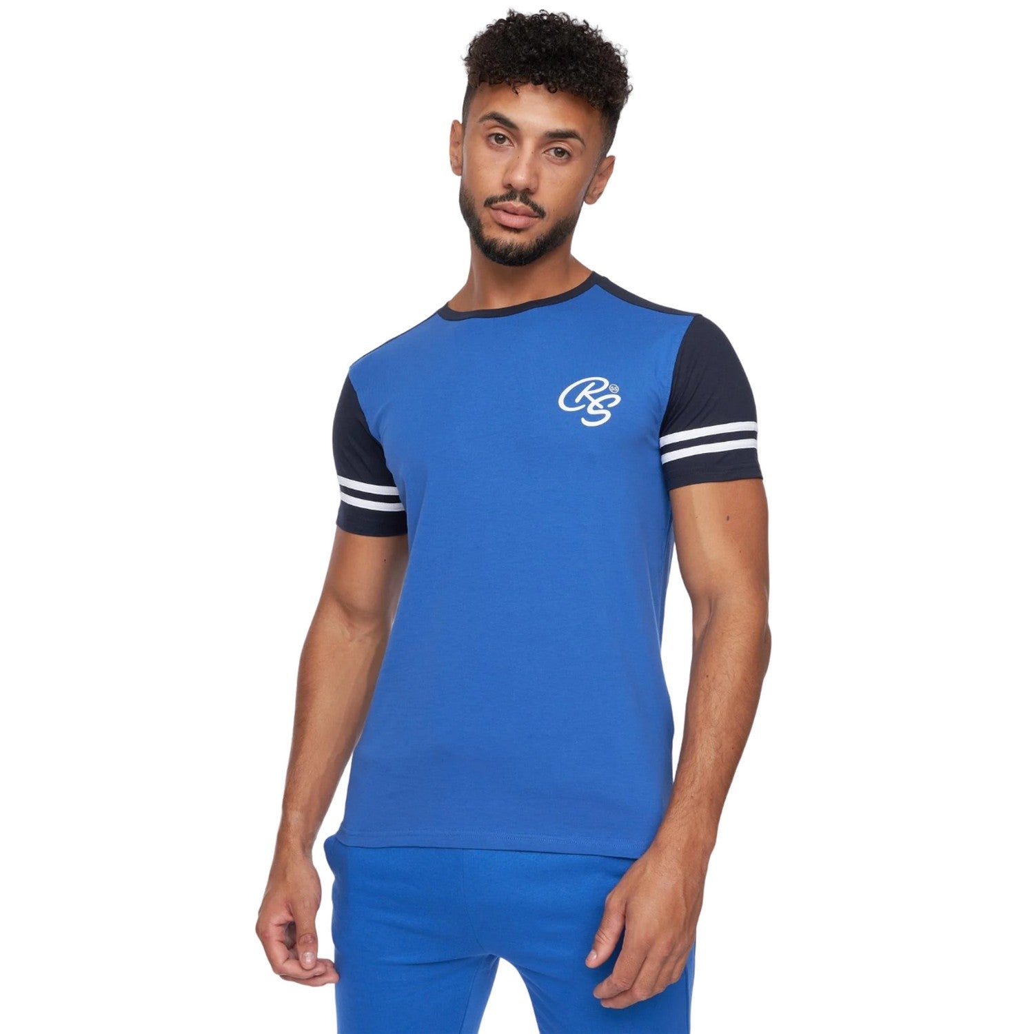 Blue-Navy - Side - Crosshatch Womens-Ladies Techland T-Shirt & Shorts Set