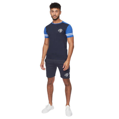 Navy-Blue - Front - Crosshatch Womens-Ladies Techland T-Shirt & Shorts Set