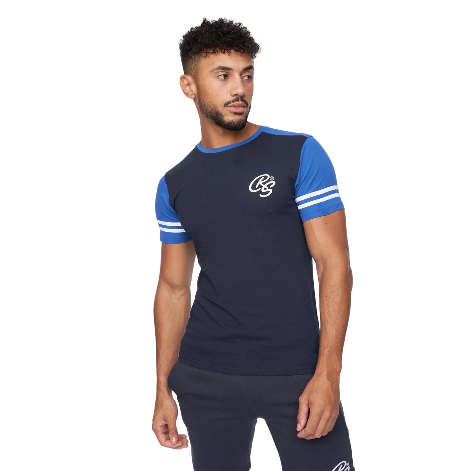 Navy-Blue - Side - Crosshatch Womens-Ladies Techland T-Shirt & Shorts Set