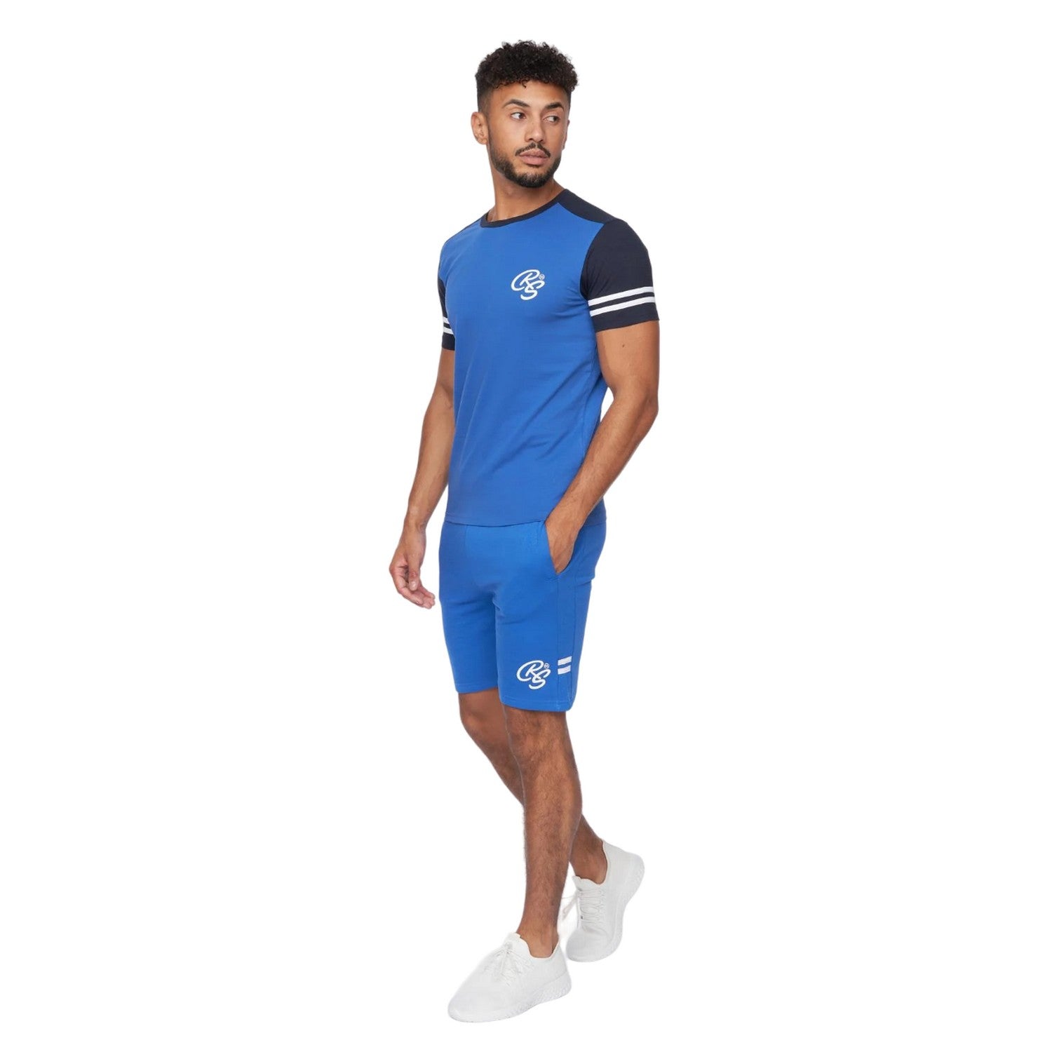Blue-Navy - Front - Crosshatch Womens-Ladies Techland T-Shirt & Shorts Set