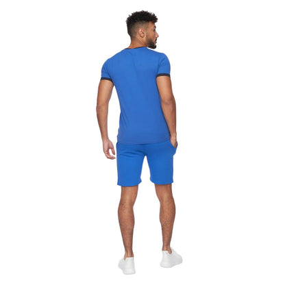 Blue-Navy - Back - Crosshatch Mens Hamlax T-Shirt & Shorts Set