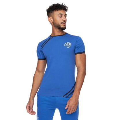 Blue-Navy - Side - Crosshatch Mens Hamlax T-Shirt & Shorts Set