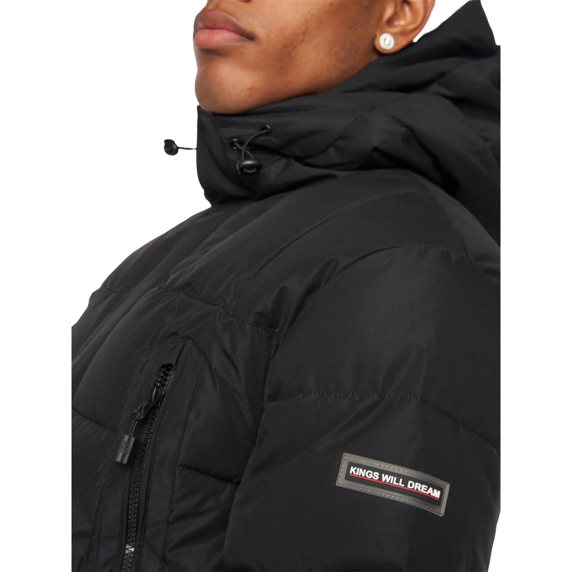 Black - Side - Kings Will Dream Mens Deyton Short Puffer Jacket