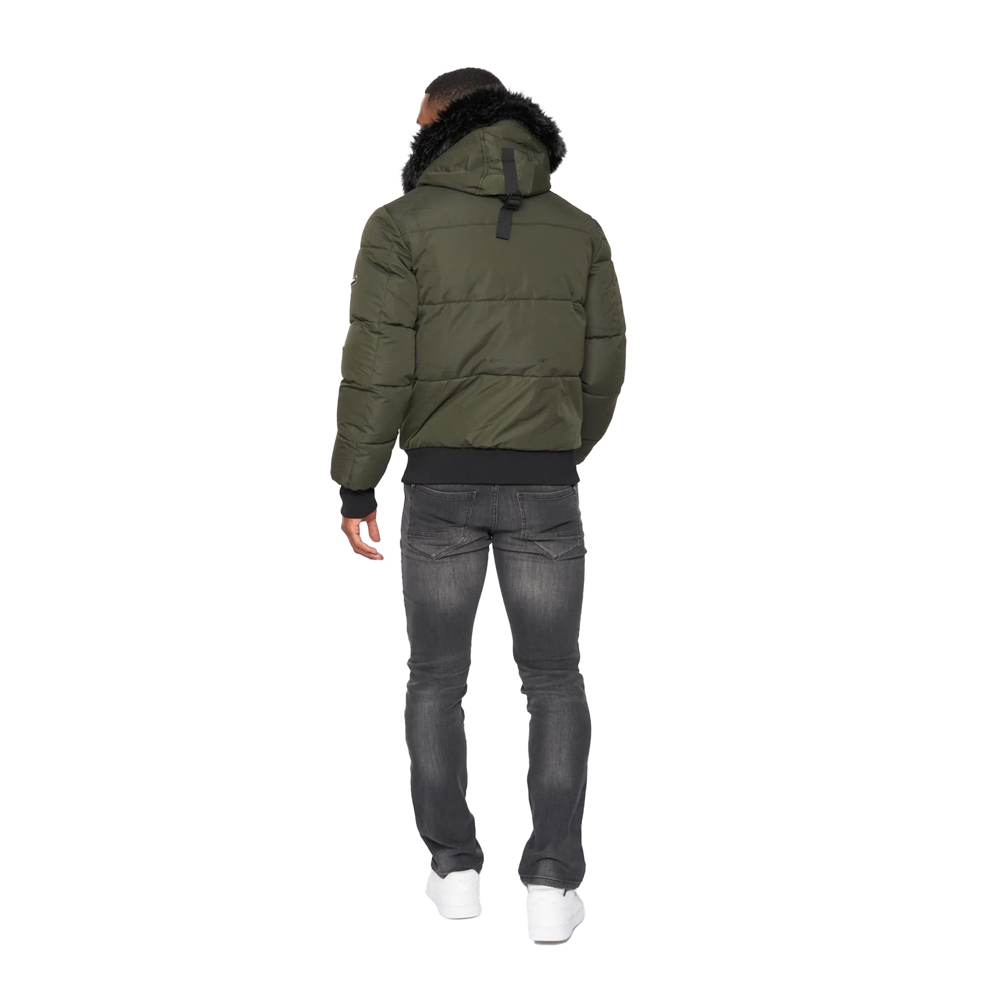 Dark Khaki - Back - Kings Will Dream Mens Zander Puffer Bomber Jacket