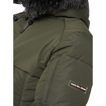Dark Khaki - Side - Kings Will Dream Mens Zander Puffer Bomber Jacket