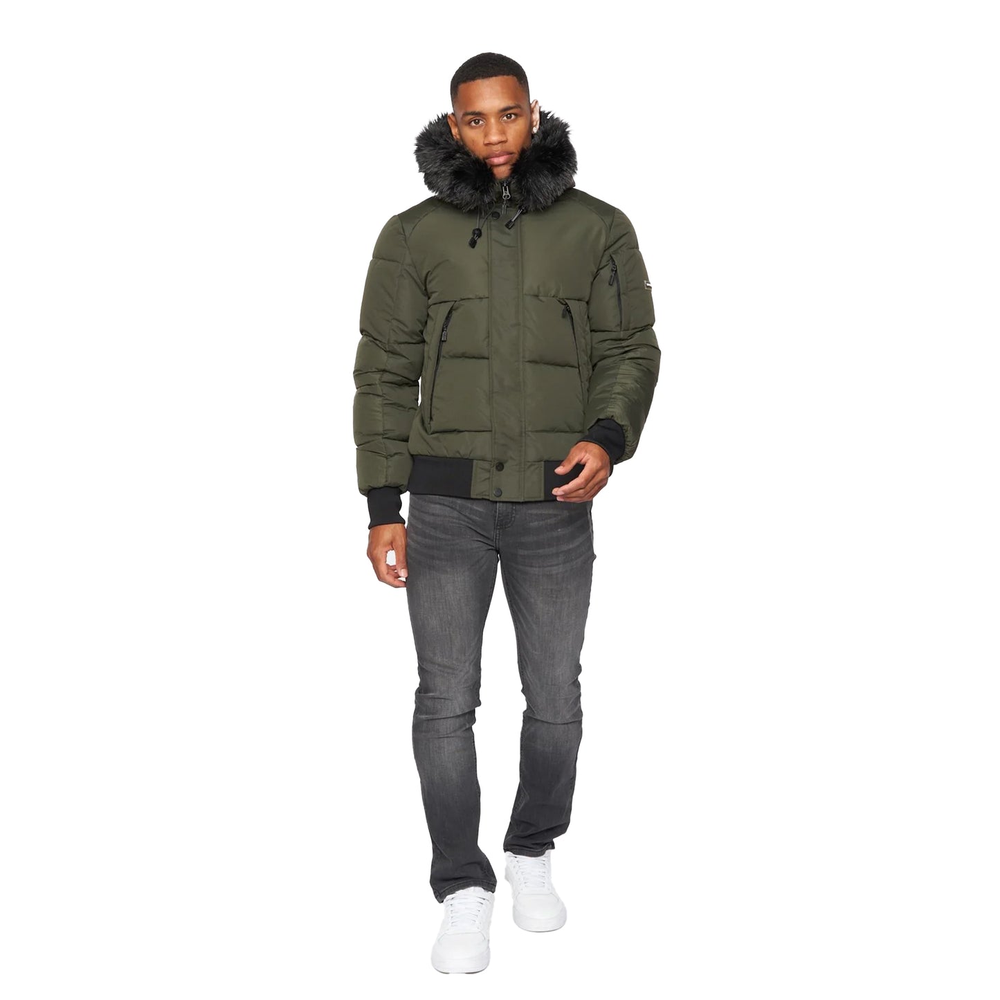 Dark Khaki - Lifestyle - Kings Will Dream Mens Zander Puffer Bomber Jacket