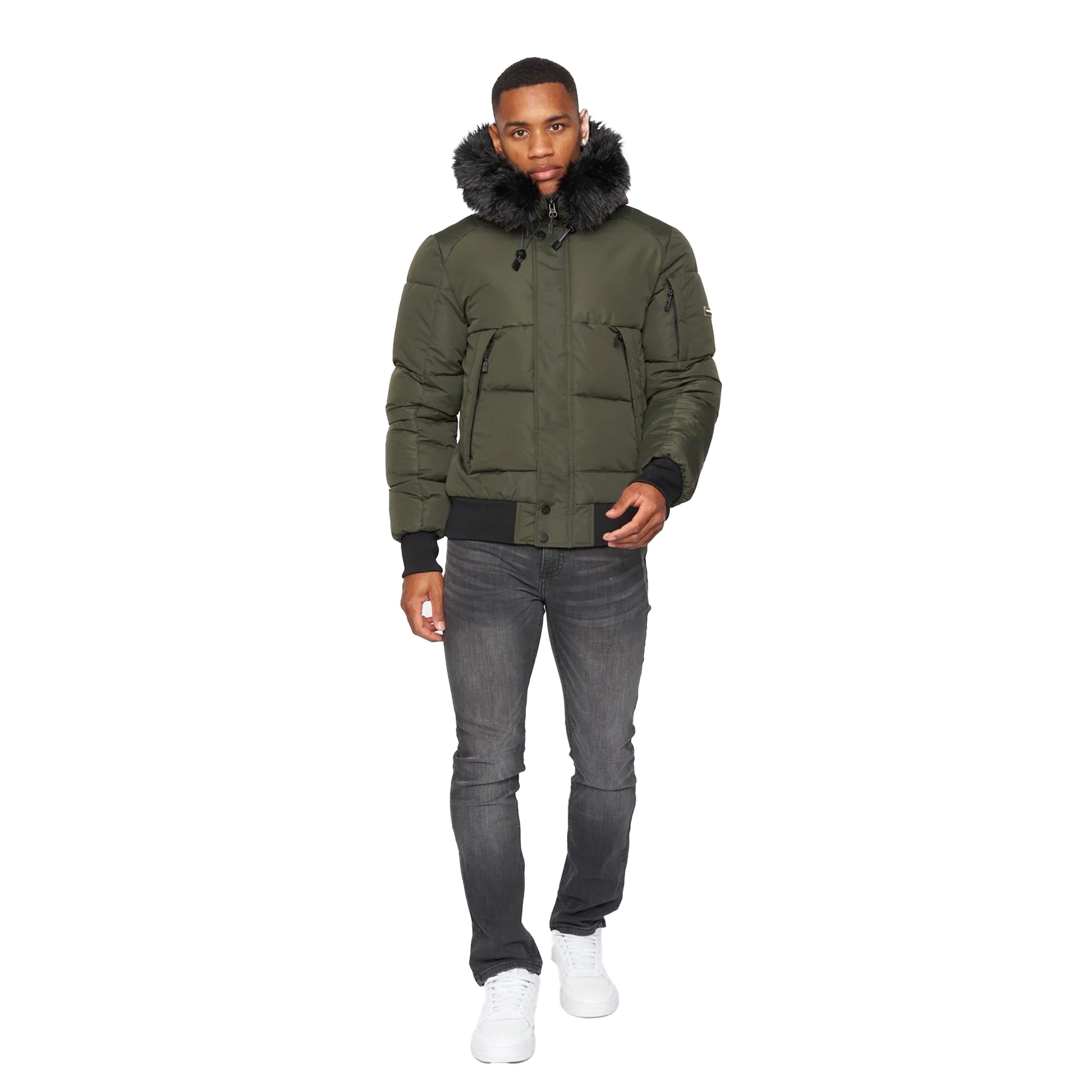 Dark Khaki - Lifestyle - Kings Will Dream Mens Zander Puffer Bomber Jacket