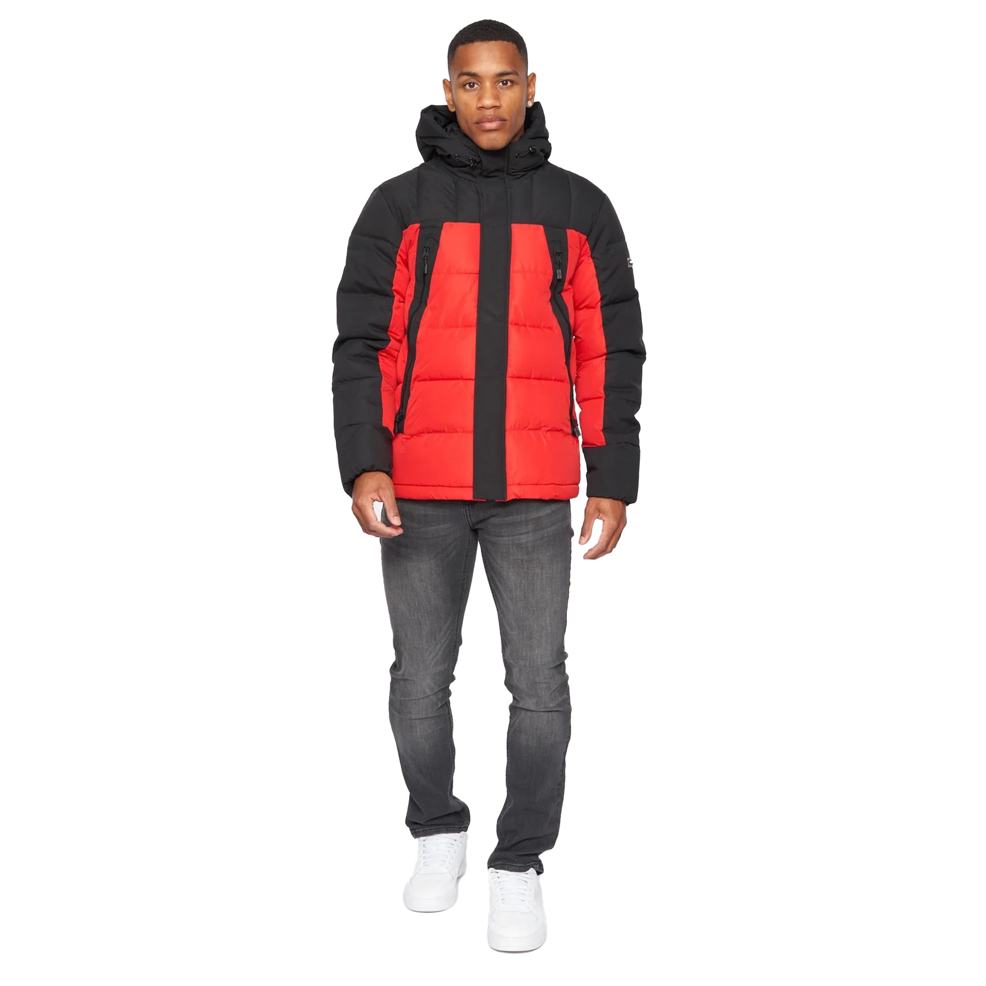 Black-Red - Lifestyle - Kings Will Dream Mens Deyton Colour Block Short Puffer Jacket