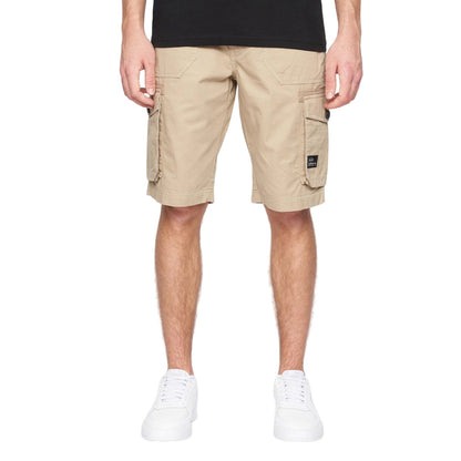 Stone - Front - Crosshatch Mens Kyron Cargo Shorts