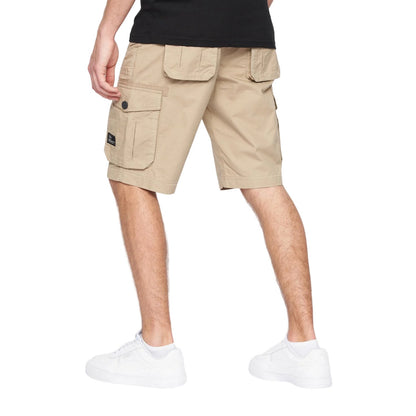 Stone - Back - Crosshatch Mens Kyron Cargo Shorts
