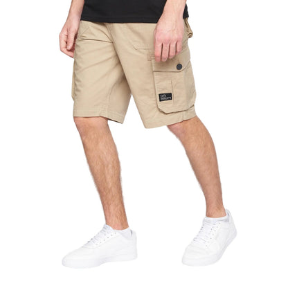 Stone - Side - Crosshatch Mens Kyron Cargo Shorts