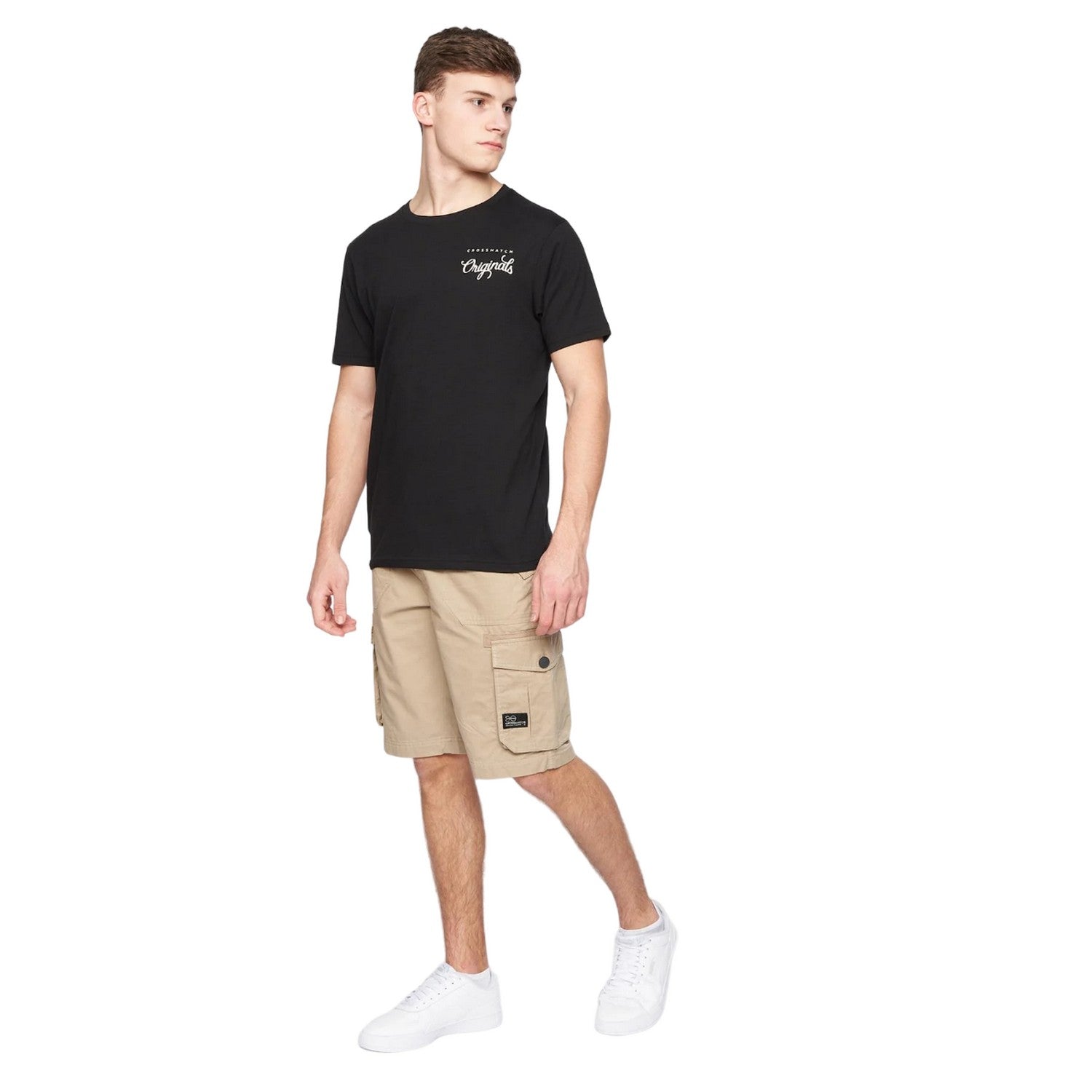Stone - Pack Shot - Crosshatch Mens Kyron Cargo Shorts