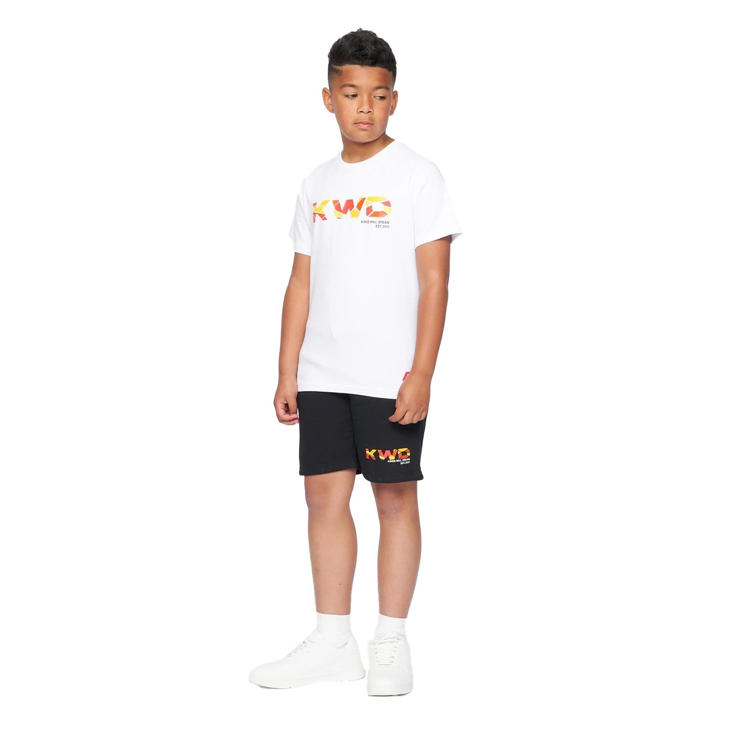 Optic White-Orange - Pack Shot - Kings Will Dream Boys Fracture Hoodie