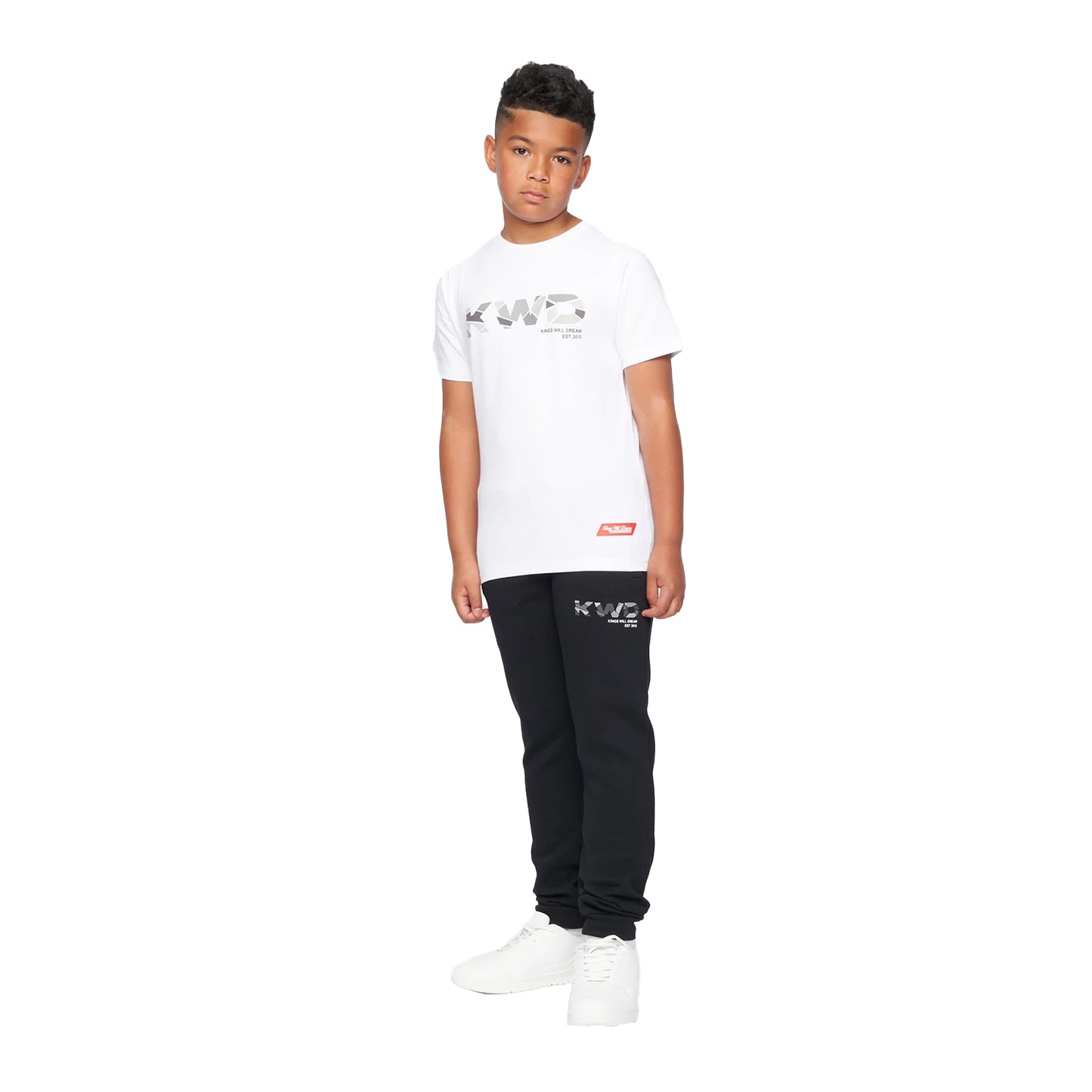 Jet Black-Grey - Lifestyle - Kings Will Dream Boys Fracture Reflective Detail Jogging Bottoms