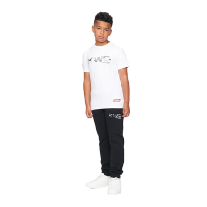Jet Black-Grey - Lifestyle - Kings Will Dream Boys Fracture Reflective Detail Jogging Bottoms