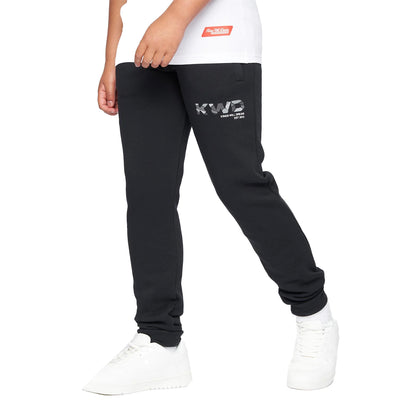 Jet Black-Grey - Front - Kings Will Dream Boys Fracture Reflective Detail Jogging Bottoms