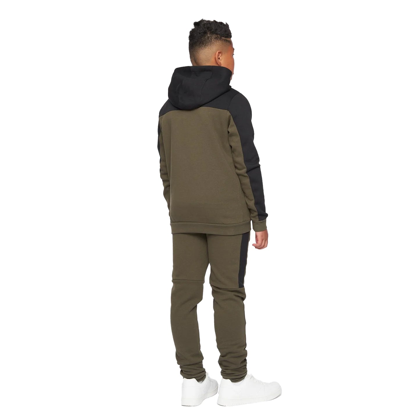 Khaki Green-Black - Back - Kings Will Dream Boys Merton Full Zip Hoodie And Joggers Set