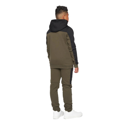 Khaki Green-Black - Back - Kings Will Dream Boys Merton Full Zip Hoodie And Joggers Set