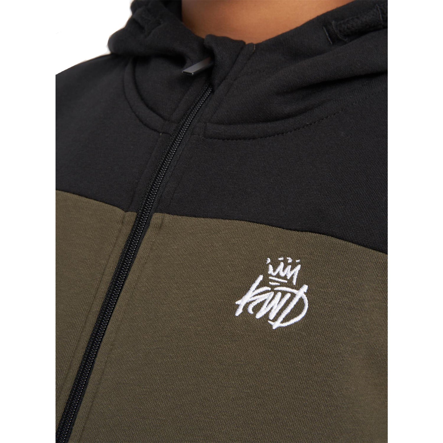 Khaki Green-Black - Side - Kings Will Dream Boys Merton Full Zip Hoodie And Joggers Set